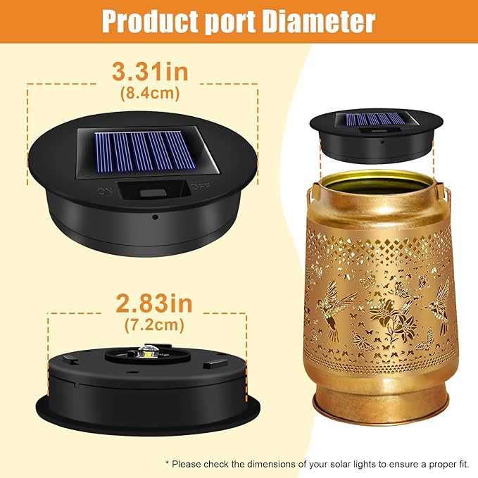 2025 Upgraded 4 Pack Solar Light Replacement Tops Parts(3.15in) for Outdoor Hanging Waterproof Solar Lanterns