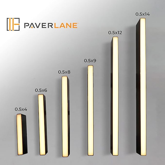 LUMENGY Paver Light Slim 0.5x9 Inch (0.55x8.85), 2700K Warm White, Glare-Free Linear Lighting for Driveways, Walkways and Paver Borders, 12V Hardwired, IP67 Waterproof, Drive-Over Rated