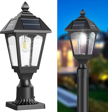Solar Post Lights Outdoor, Aluminium Solar Lamp Post Light with Pier Mount Base, Outside Decor for Yard Garden Pole Pillar, 100 Lumens (Cool White) ﻿