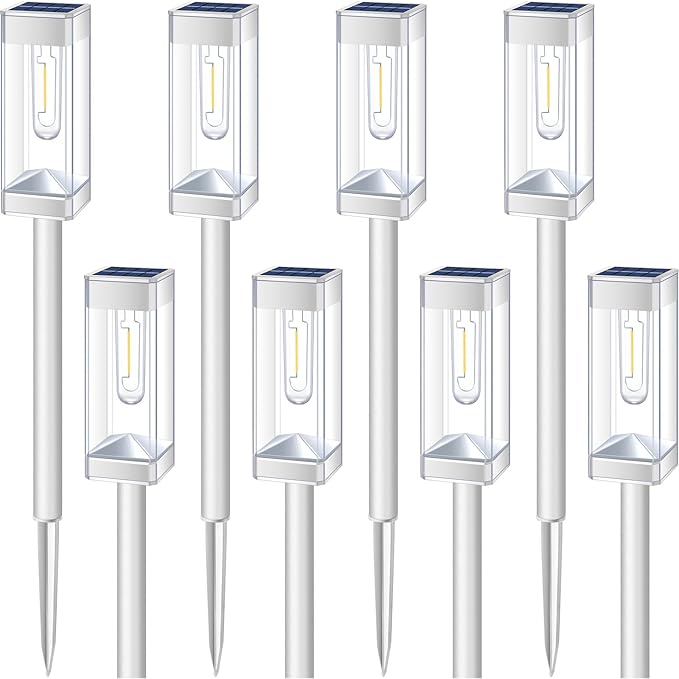 White Solar Pathway Lights 8-Pack, Driveway LED