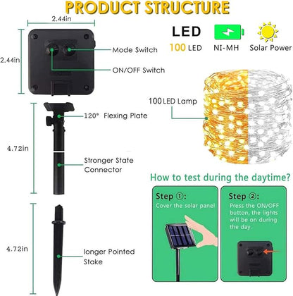(Warm White ⇋ Cool White) Solar String Lights Outdoor, 2-Pack 80FT 200 LED Waterproof Copper Wire Solar Twinkle Lights for Outside with 8 Modes, Fairy Light for Tree Garden Wedding Patio Decorations