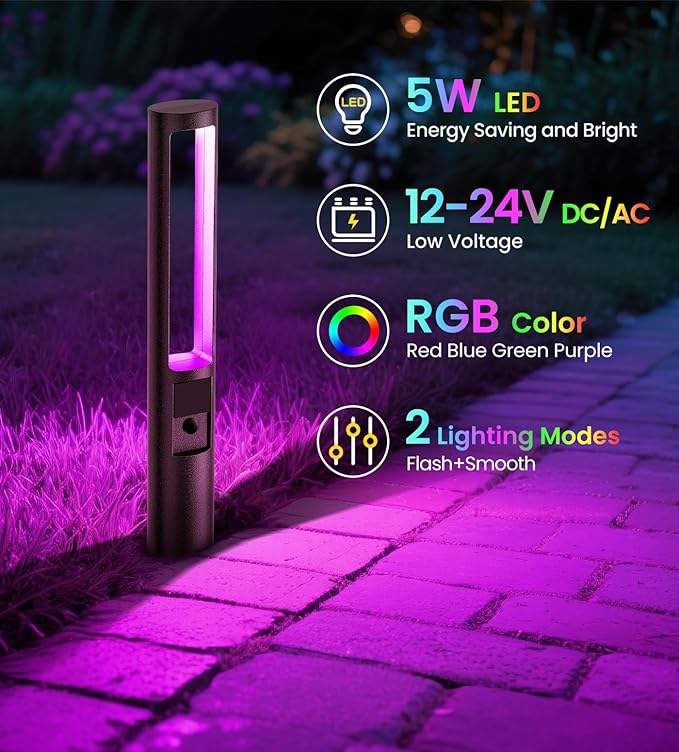 Solar Garden Spotlights 4-Pack, RGB Color-Changing LED