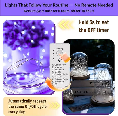 50 LED Christmas Twinkle Lights, 16ft Waterproof for Patio