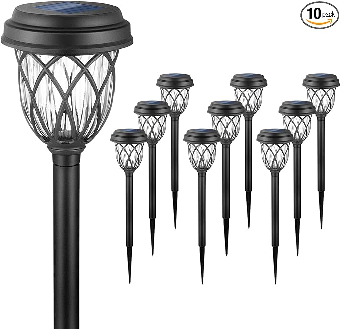 EXCMARK 10 Pack Solar Lights Outdoor Garden Pathway Solar Powered Yard Lights for Walkway Sidewalk Driveway.