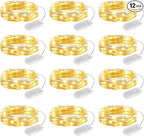 12-Pack 7ft LED Patio String Lights, Waterproof Outdoor