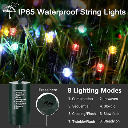 Christmas String Lights, 66ft 200 LED Waterproof Twinkle Lights
