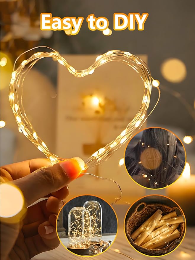 6 Pack 100 LED Fairy Lights Battery Operated with Remote, 33FT Waterproof Twinkle Lights with Timer & 8 Modes, Fairy String Light Outdoor Indoor for Bedroom Classroom DIY Christmas Decor (Warm White)