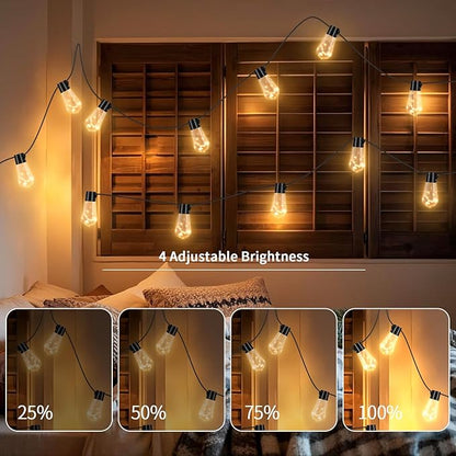 20 Hanging Bulb Battery Operated String Lights, 14FT 100 LED Vintage Bulbs Battery Outdoor Lights, Waterproof Indoor Outdoor Lights for Patio, Classroom, Home, Tent, Wedding, Party, Farmhouse Decor