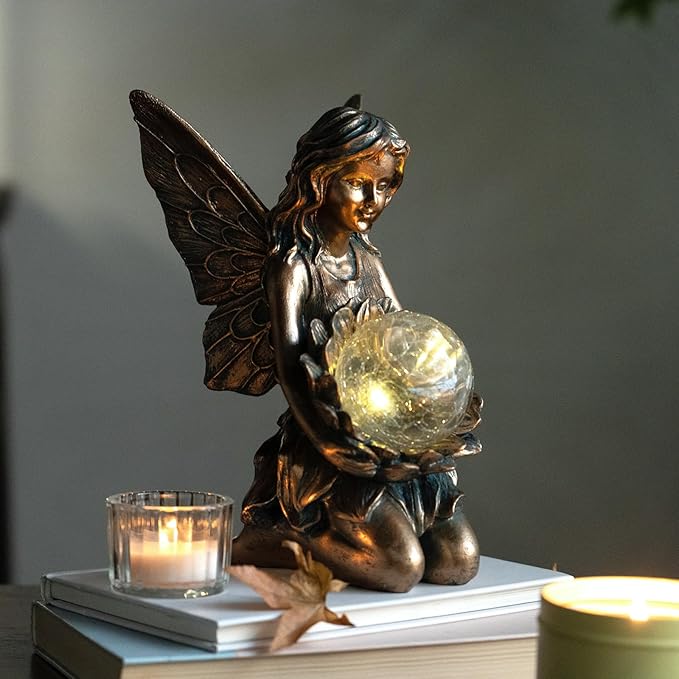 Solar Flower Statue Light 8.31", Yard Decor