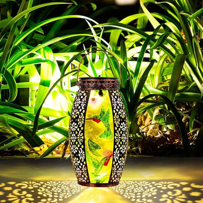 VEWOGARDEN Hummingbird Solar Lanterns Outdoor Waterproof Hanging Solar Lantern Decorative Outdoor LED Lantern Lights for Patio Yard Table Garden Decor