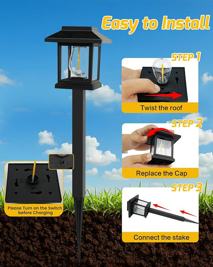 Albelt Solar Pathyway Lights Outdoor, 12 Pack Waterproof Solar Garden Lights with Auto On/Off, Landscape Lighting for Garden, Yard, Pathway, Patio, Driveway Decor