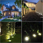 Solar Flat Disk Lights 4-Pack, Waterproof Landscape
