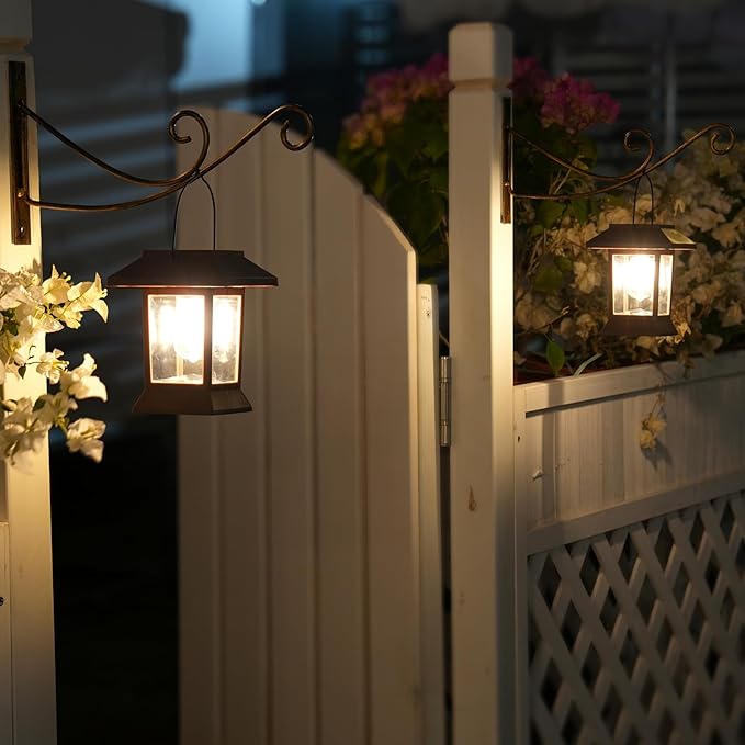 6Pack Solar Pathway Lights Outdoor Waterproof IP65, Brown Solar Lights Outdoor with Hook Upgraded 1000mAH Battery, Up to 12Hrs, Auto On/Off, Garden Decor for Yard, Driveway, Walkway (Bulb)