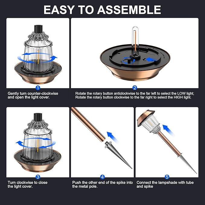 6-Pack Warm White Solar Path Lights, Outdoor Walkway LED