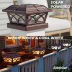 2-Pack Warm White Solar Fence Post Lights, Outdoor LED Caps
