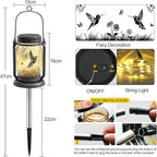 Hummingbird Solar Hanging Lanterns 2-Pack, Metal Garden Decor