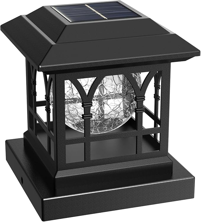 Solar Post Cap Lights, 2-Mode Warm White Waterproof