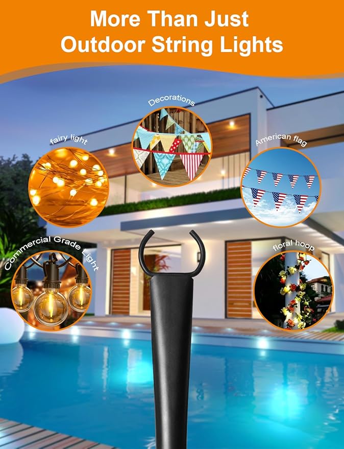 2-Pack Metal Light Poles for Deck, Heavy-Duty