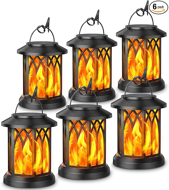 Solar Courtyard Lanterns 6-Pack, Yard Hanging LED Decor