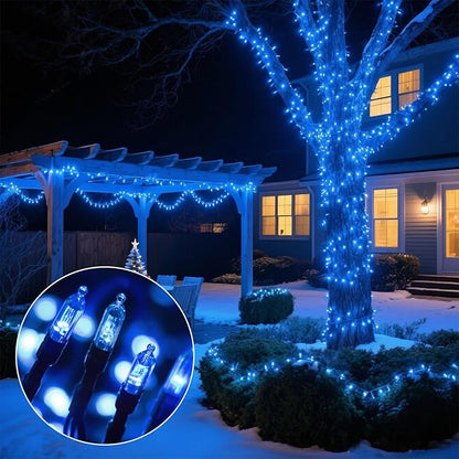 33Ft 100LED Blue Battery Operated Christmas Tree Lights 8 Modes String Lights Timer Indoor Outdoor for Christmas Halloween Holiday Party Bedroom Classroom Decoration