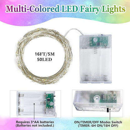 16ft Christmas LED String Lights, Waterproof Timer Lights