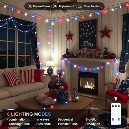 33ft White String Lights for Patio, Waterproof LED