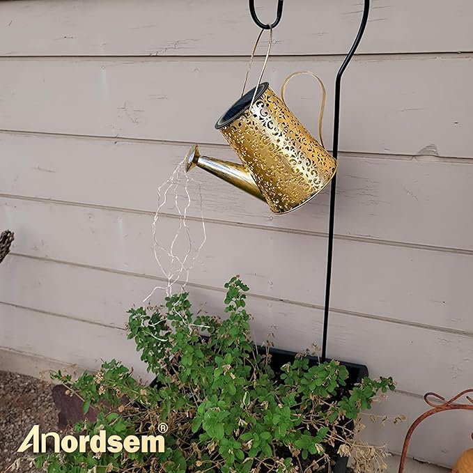 Anordsem Solar Watering Can Lights: Metal Cloud Lantern Outdoor with Hook - Waterproof Garden Art Hanging Decoration for Yard Patio Lawn - Christmas Birthday Gifts for Women Mom Grandma