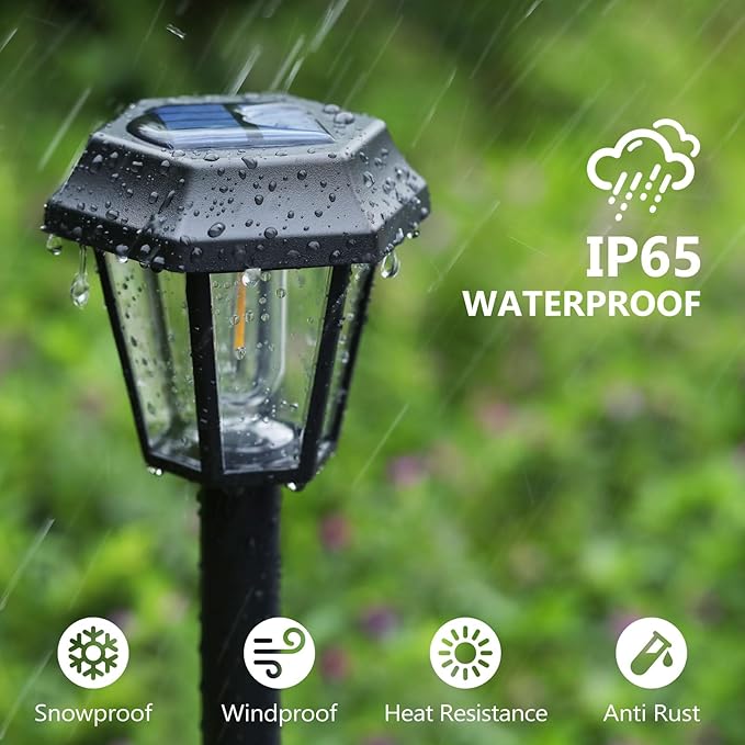 12-Pack Solar Pathway Lights, Waterproof LED Garden Lights