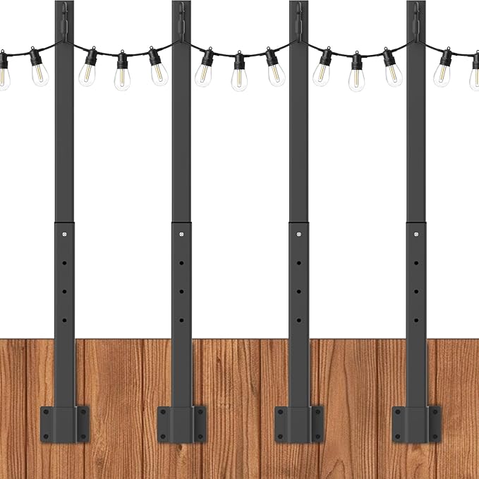 8ft Outdoor String Light Poles 4-Pack, Metal