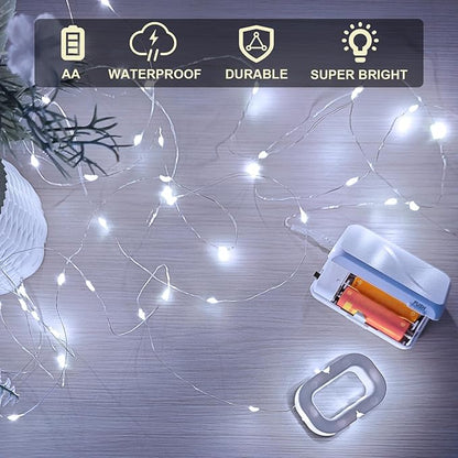 50 LED Christmas Twinkle Lights, 16ft Waterproof for Patio