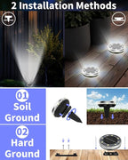 12-Pack Cool White In-Ground Solar Lights, Flat LED Garden