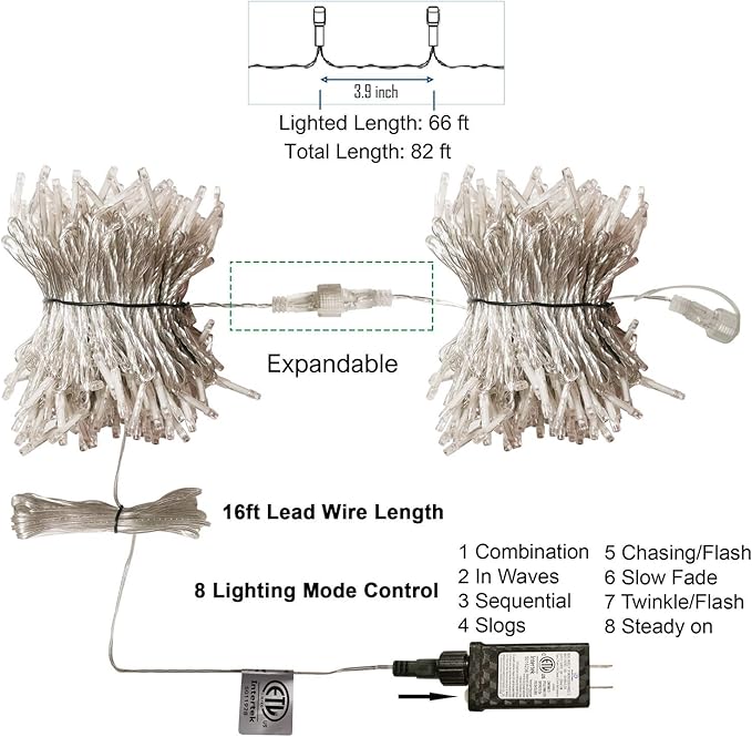 Christmas Fairy Lights, 5ft 300 LED Battery Twinkle Lights