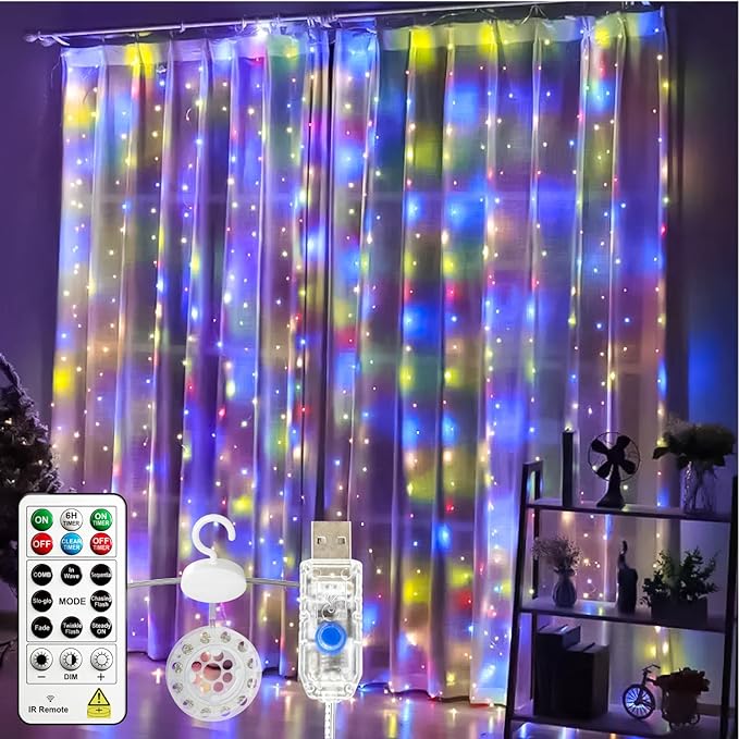 Multicolor Porch String Lights, 8ft Weatherproof LED