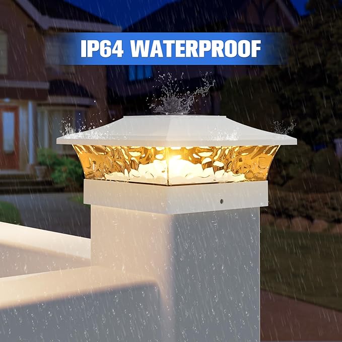 VOLISUN Solar Post Cap Light 16Pack White: RGB Color Changing - Fence Post Lights Solar Outdoor Waterproof for 4x4 x5 x6 WoodenVinyl