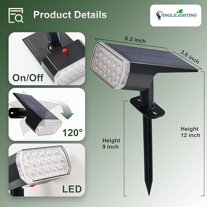 Solar Spotlights, 65 LED Landscape Lights