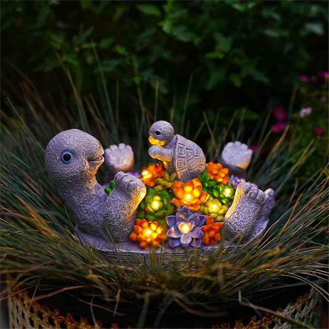 Solar Turtle Garden Statue Light, Outdoor Decor