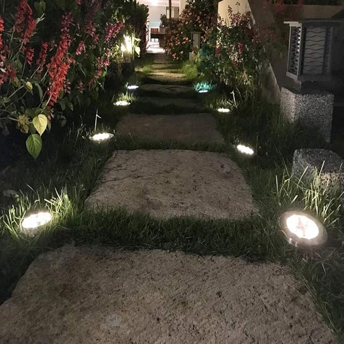 16-Pack White Flat Solar Garden Lights, Waterproof LED