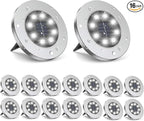 16-Pack White Flat Solar Garden Lights, Waterproof LED