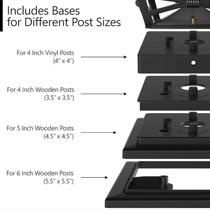 Davinci Lighting Renaissance Solar Outdoor Post Cap Lights - Includes Bases for 4x4 5x5 6x6 Posts - Bright LED Light - Slate Black (1 Pack)
