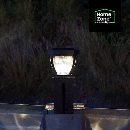Home Zone Security Solar Post Cap Lights - Decorative Glass LED Outdoor Fits 3.5 x 3.5 in. Post Lights, Black (12-Pack)
