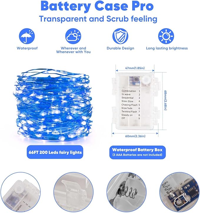 Christmas Fairy Lights 2-Pack, 6ft Battery Twinkle Lights