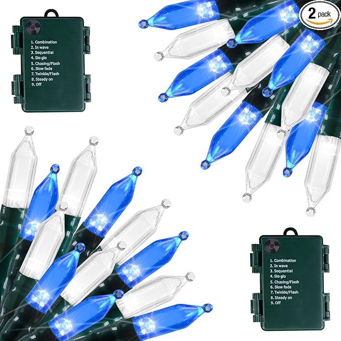 Christmas Backyard String Lights 2-Pack, 50 LED Waterproof