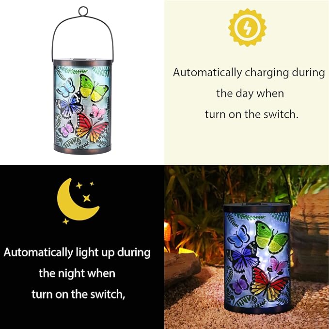 Butterfly Solar Hanging Lanterns, Decorative Outdoor Decor