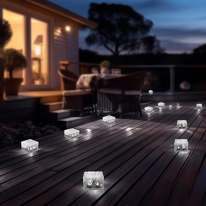 Solar Brick Lights-Outdoor Solar Lights for Yard-Solar Brick Landscape Path Light 3 Pack LED Light Brick Garden Decor for Pathway Patio Walkway Backyard Decoration