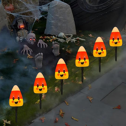 Halloween Pathway Lights Outdoor, 7Ft C7 LED Decorations String Lights With 4 Corncob Pathway Markers Stakes, UL Listed for Lawn, Garden, Yard, Walkway, Party Decor