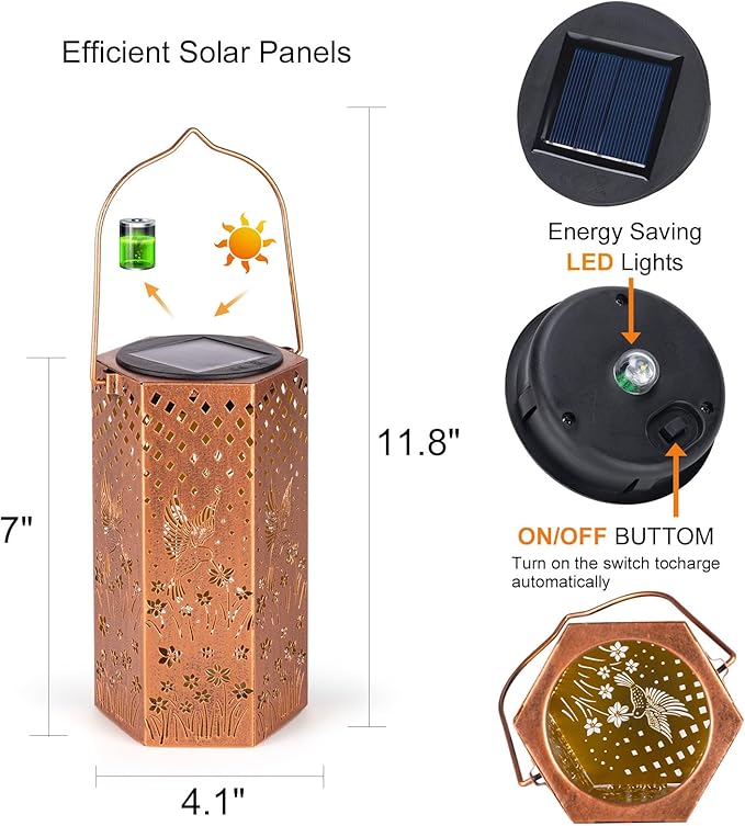 2 Pack Hummingbird Solar Lanterns Outdoor Waterproof - Mothers Day Gifts for Mom Grandma, Birthday Gifts for Women, Solar Lights Outdoor Garden Decor for Outside