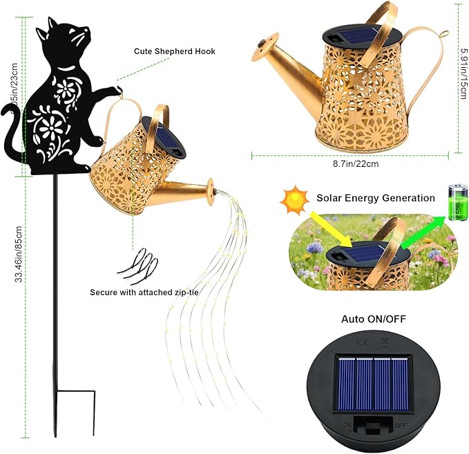 Cat Solar Lawn Figurine Light, Waterproof
