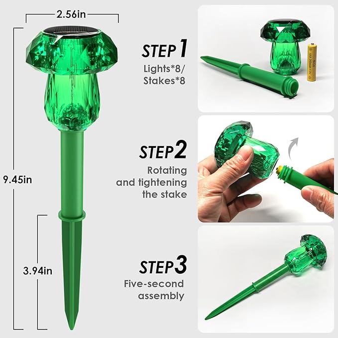 8-Pack Solar Landscape Lights for Driveway