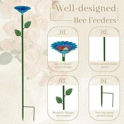 8-Pack Bee Watering Station, Metal Garden Bee Bath