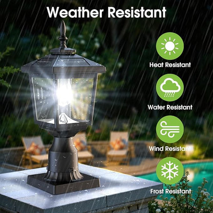 Greluna Solar Post Light Outdoor,2Pack 60 Lumens Dusk to Dawn Lamp Post Light, Solar Powered & Waterproof, Fits 6x6 Wooden Posts, 3 Inch Poles, for Garden, Pathway, Driveway, Fence & Yard（Cool White）